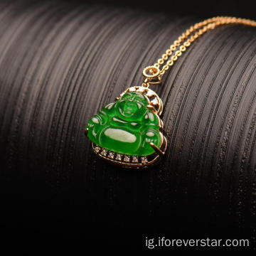 Jade na-achị ọchị Buddha Pendant Classical